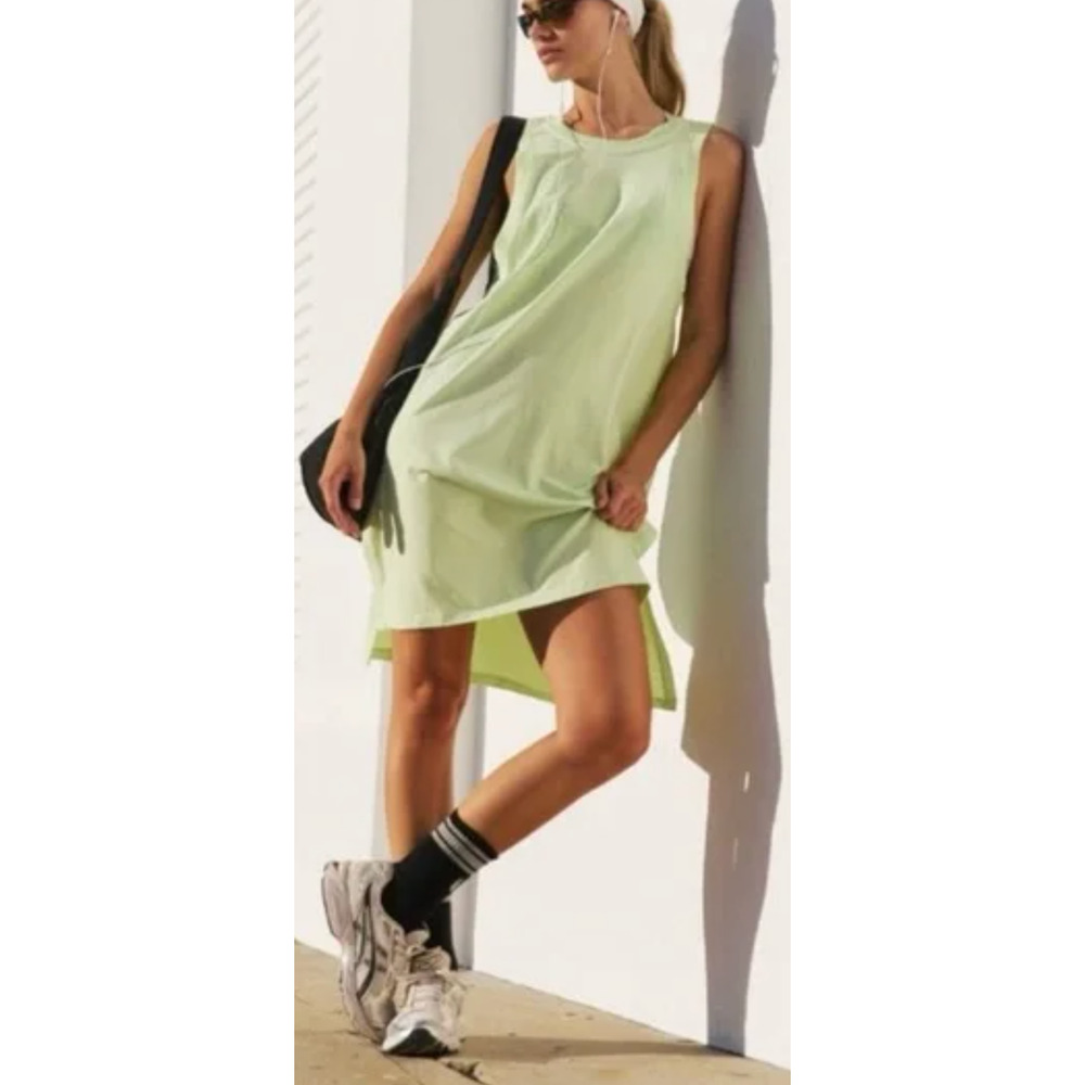 NEW FREE PEOPLE FP MOVEMENT LIGHTENING LIME HOT SHOT TUNIC TANK TOP DRESS SZ S